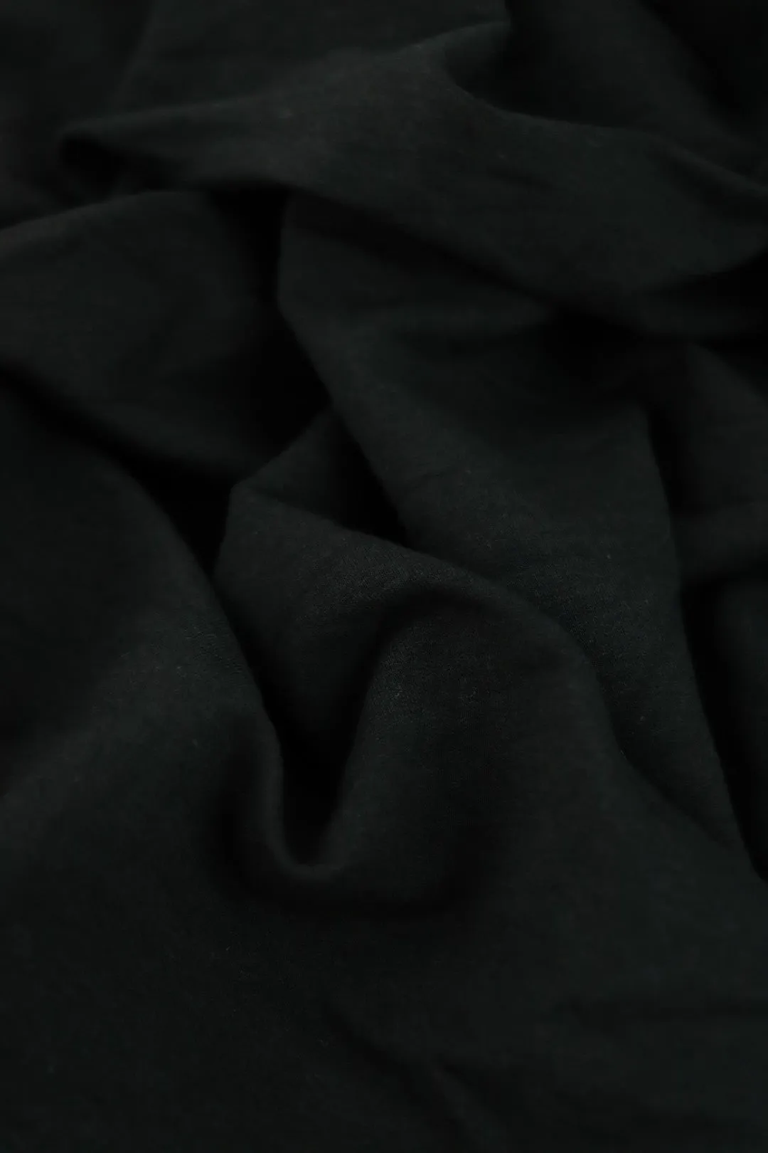 1YD PRECUT; Black Organic Cotton Bamboo Spandex French Terry