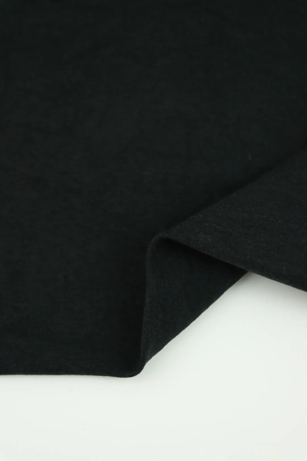 1YD PRECUT; Black Organic Cotton Bamboo Spandex French Terry