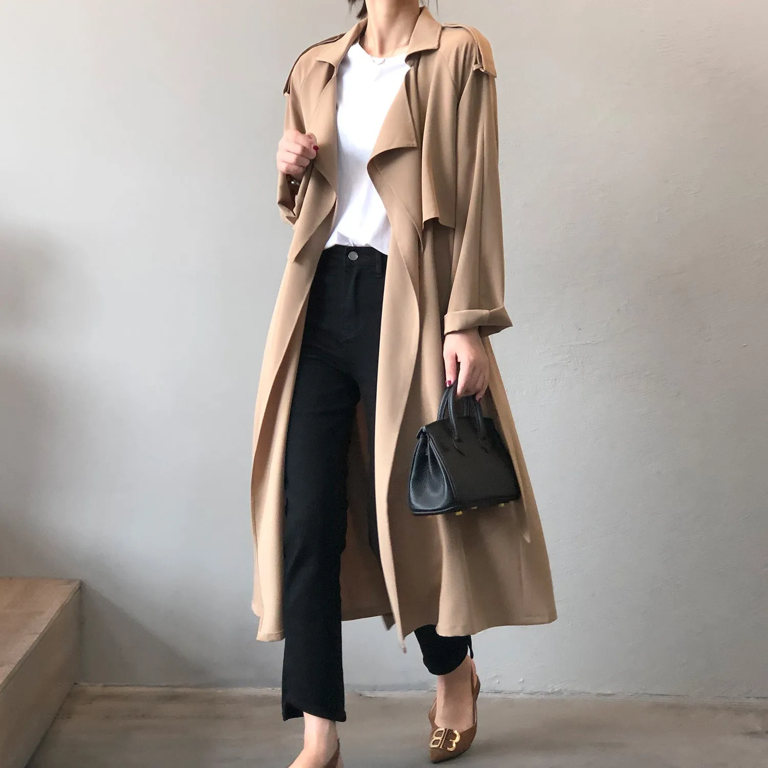 2023 Spring Elegant Long Vintage Oversized Trench Coat