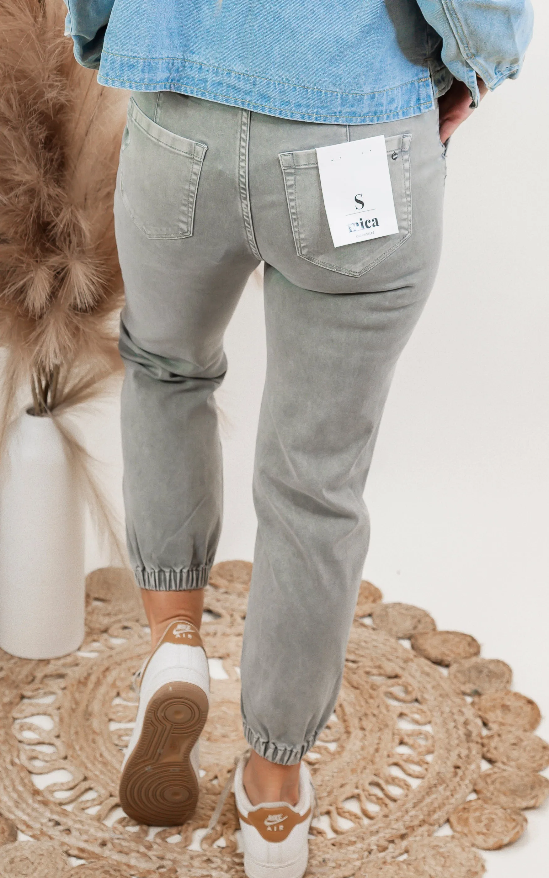 Ash Grey High Rise Jogger Crop | Mica*