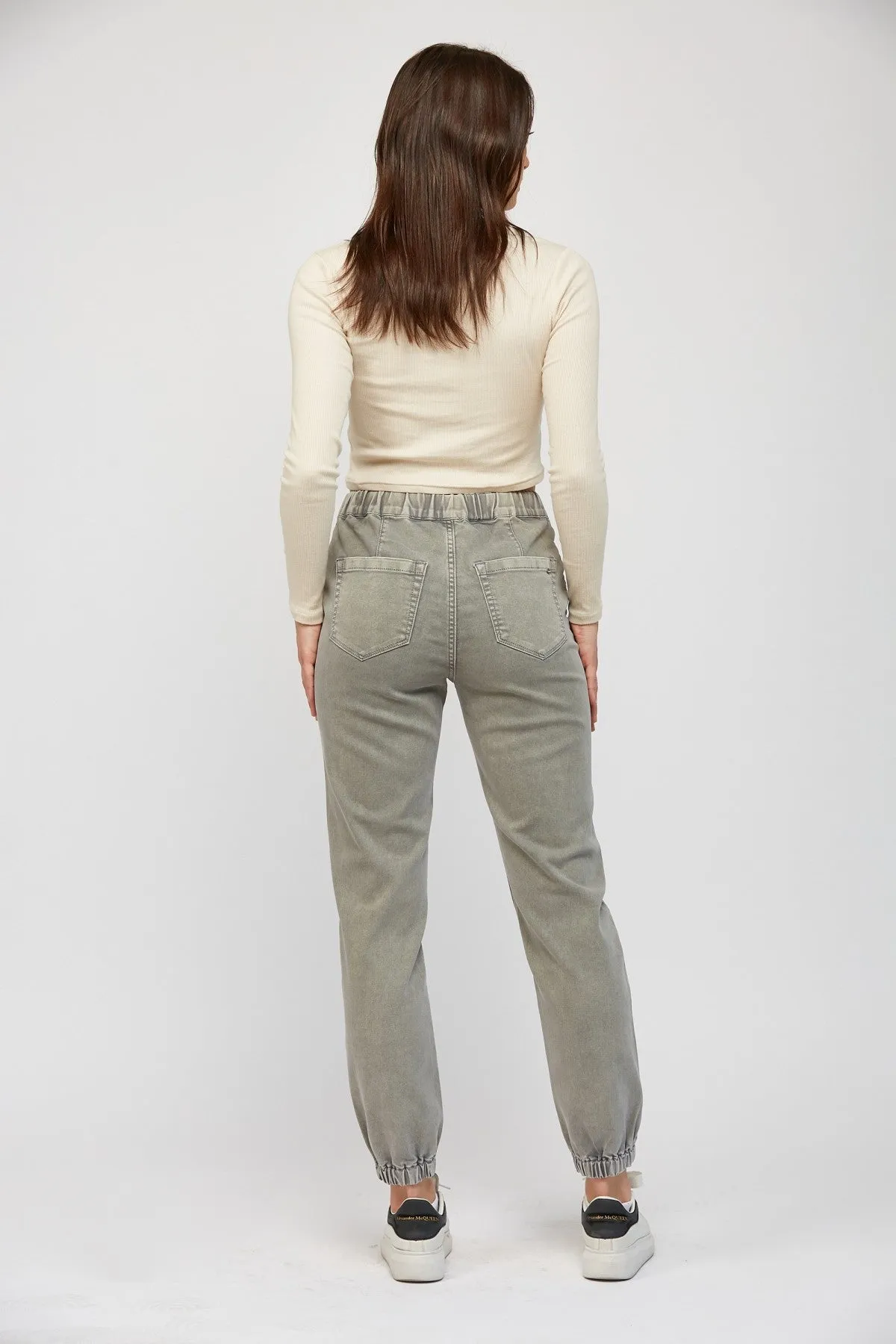 Ash Grey High Rise Jogger Crop | Mica*