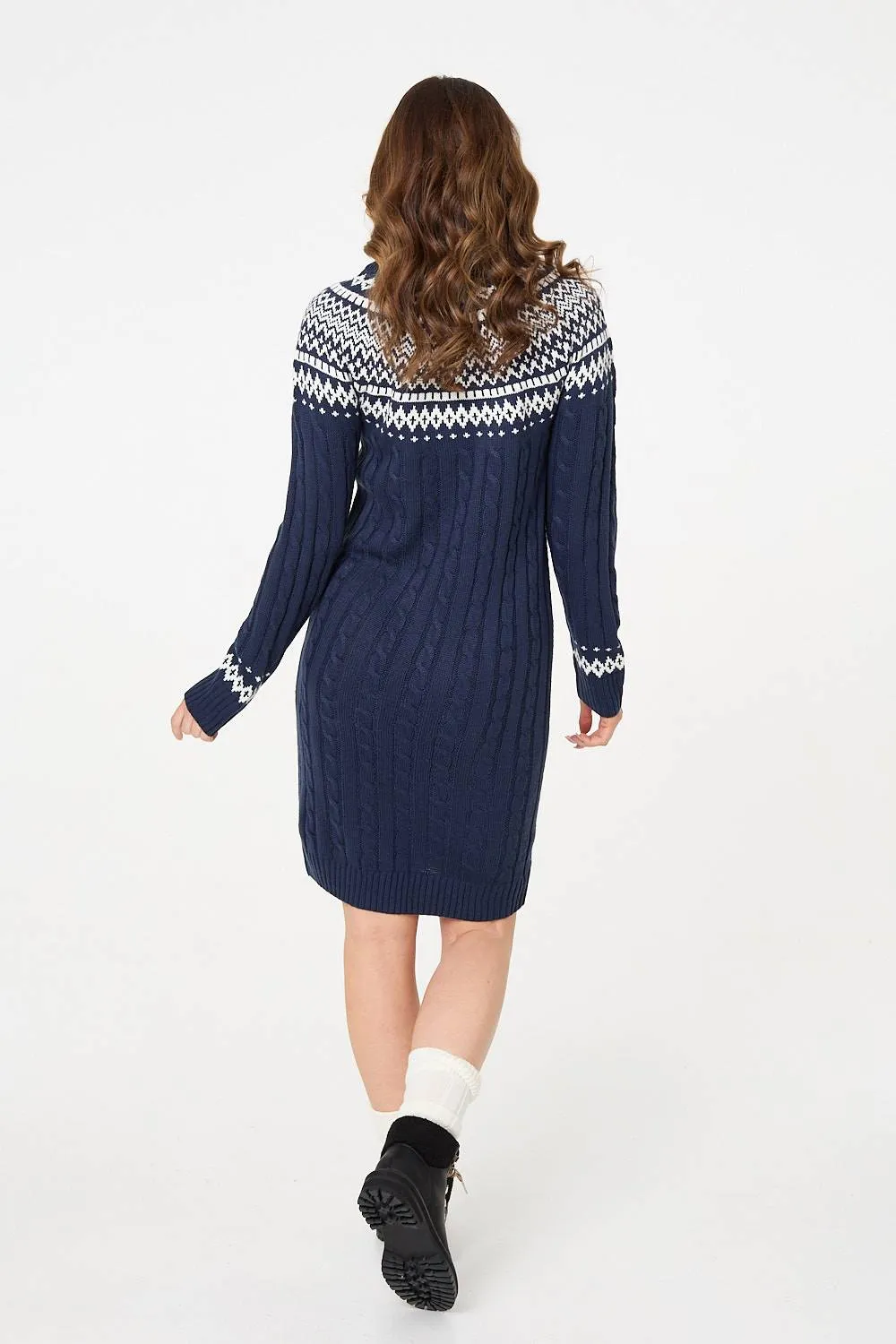 Aztec Print High Neck Midi Jumper Dress