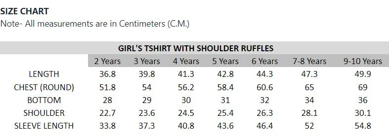 Bamboo Fabric Girl's Ruffled Shoulder Top | Anti-bacterial, Anti-viral Collection