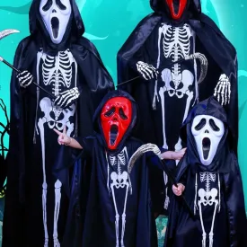 Boys' Horror Dress-Up Cape: Black Death and Skeleton Costume