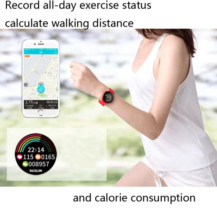 Bozlun B36 1.04 inch Color Screen Smart Bracelet, IP68 Waterproof,Support Heart Rate Monitoring/Menstrual Period Reminder/Call Reminder(Red)