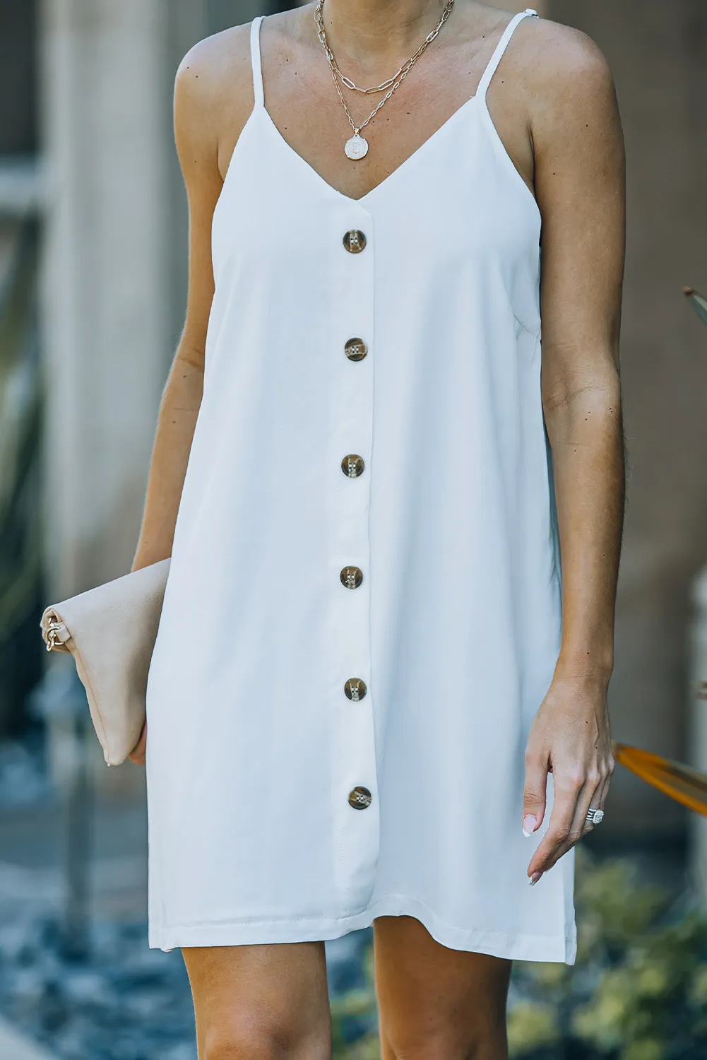 Buttoned Slip Dress