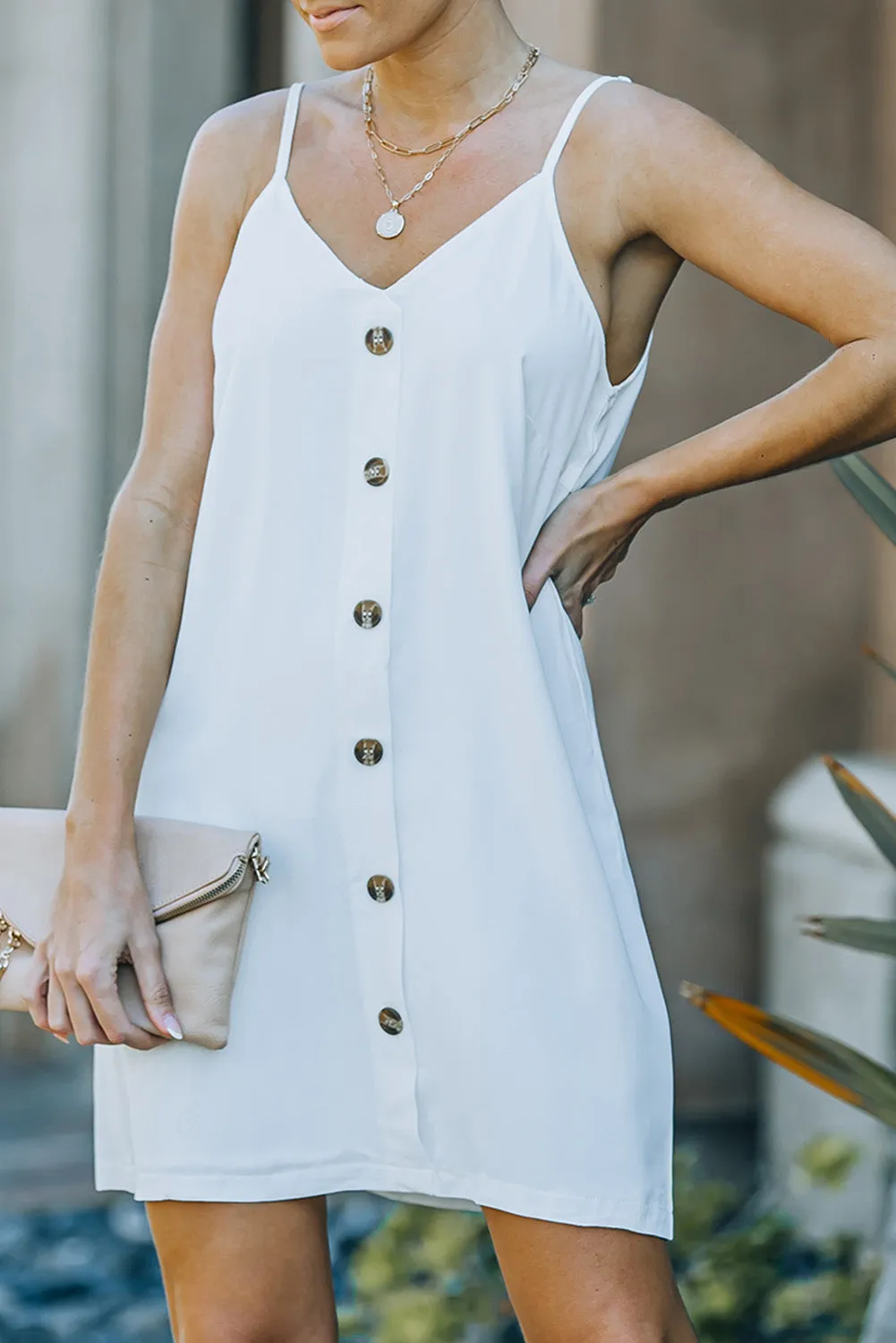 Buttoned Slip Dress