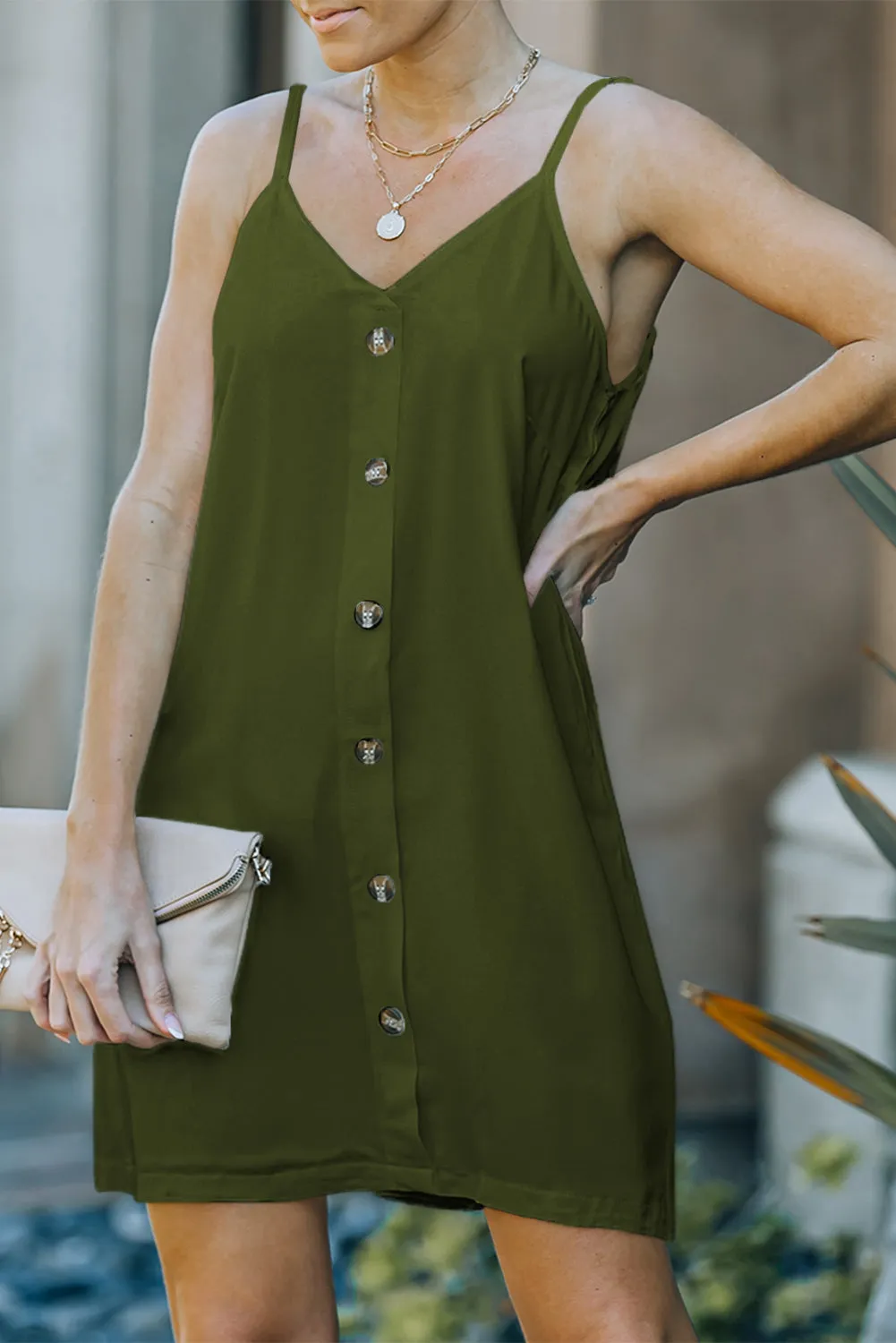 Buttoned Slip Dress