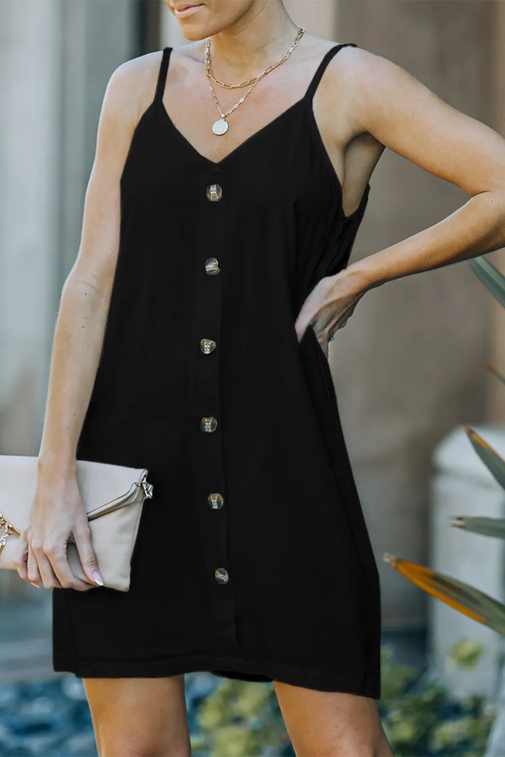 Buttoned Slip Dress