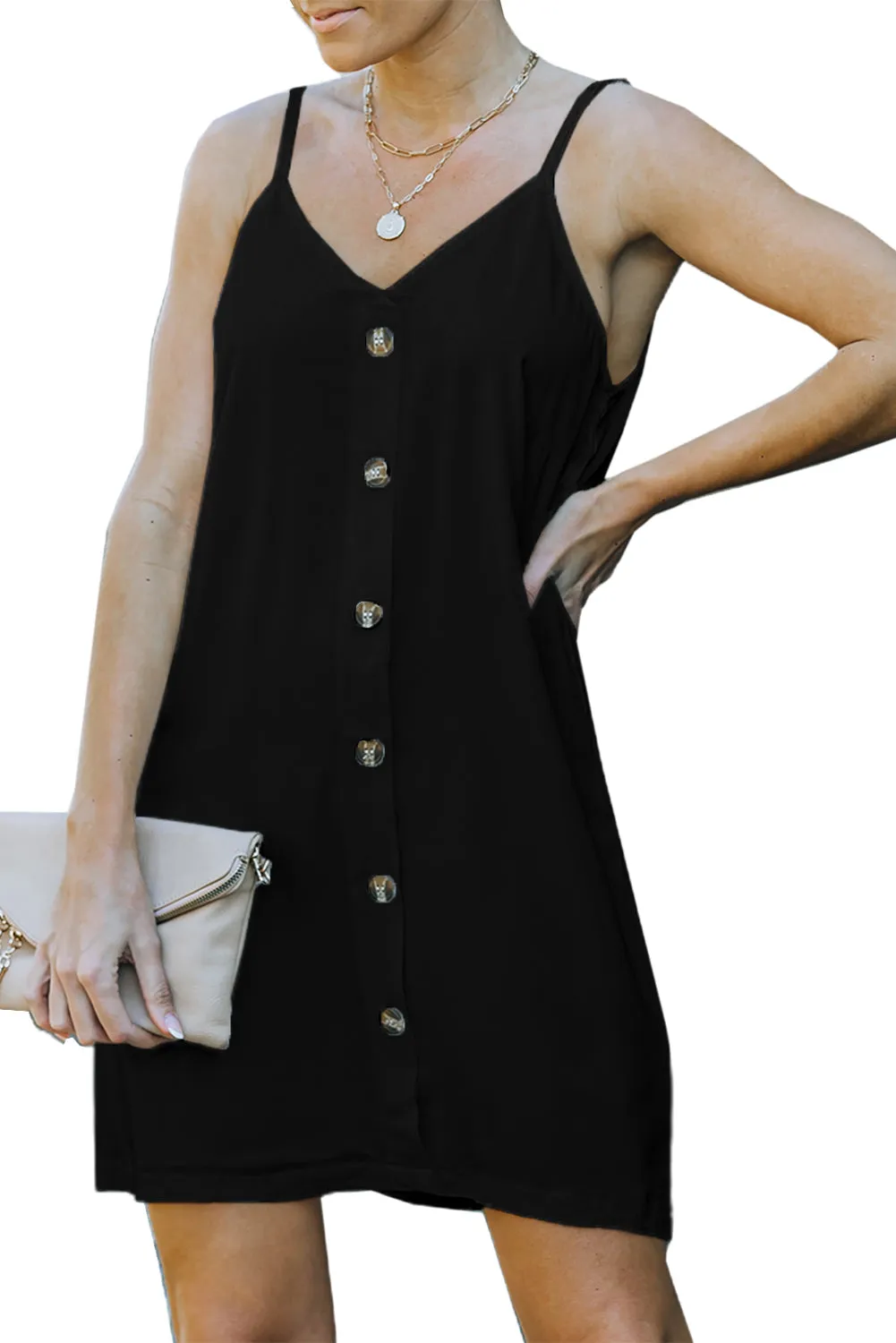 Buttoned Slip Dress