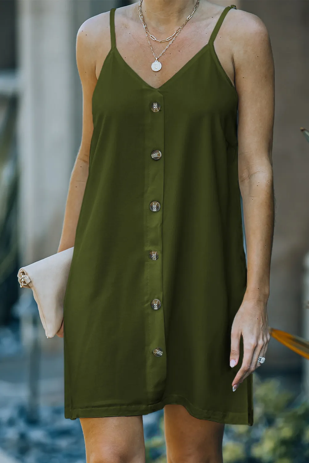 Buttoned Slip Dress