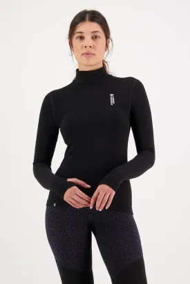 Cascade Merino Flex 200 Mock Neck LS Black