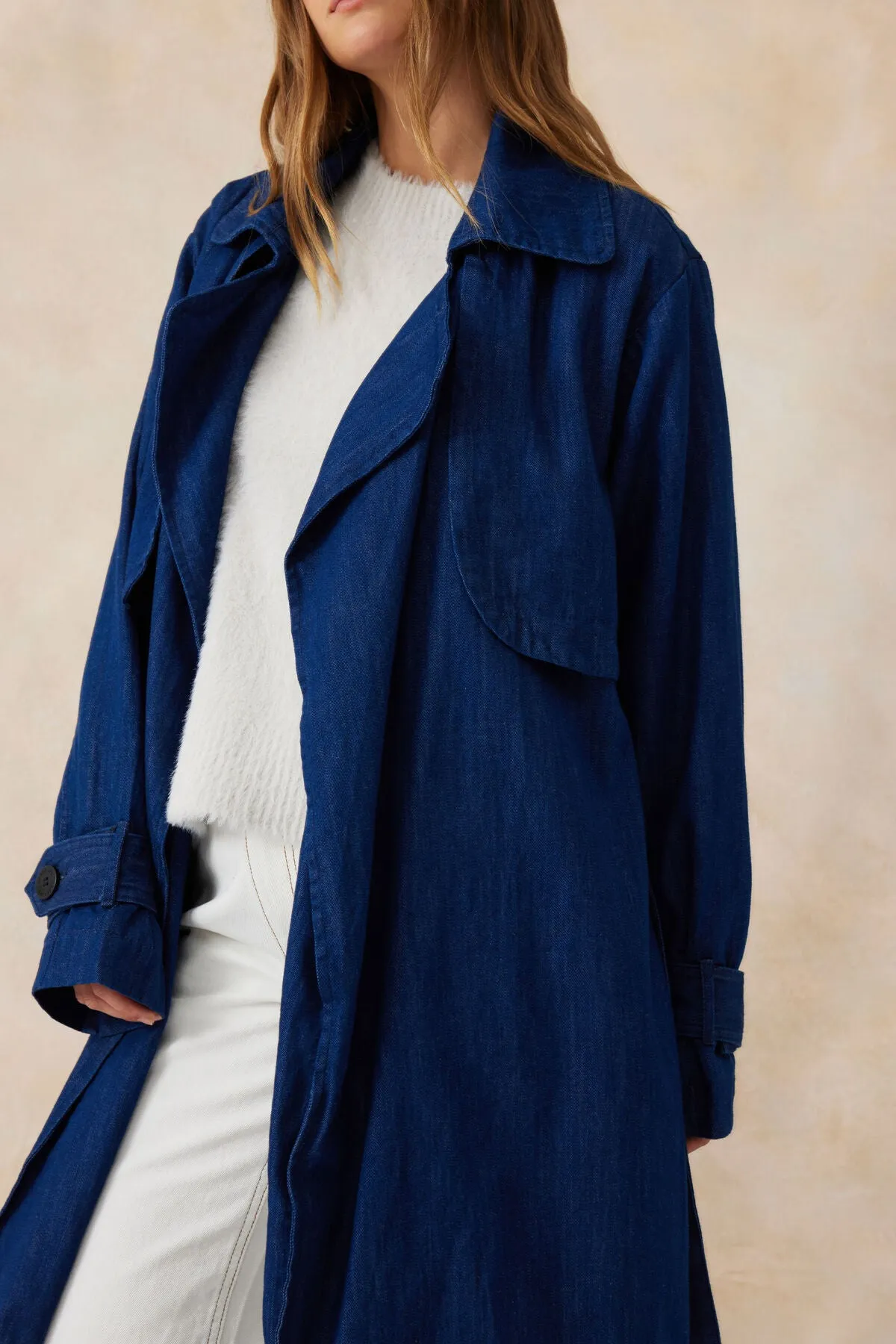 Ceres Life Lightweight Denim Trench Dark Indigo