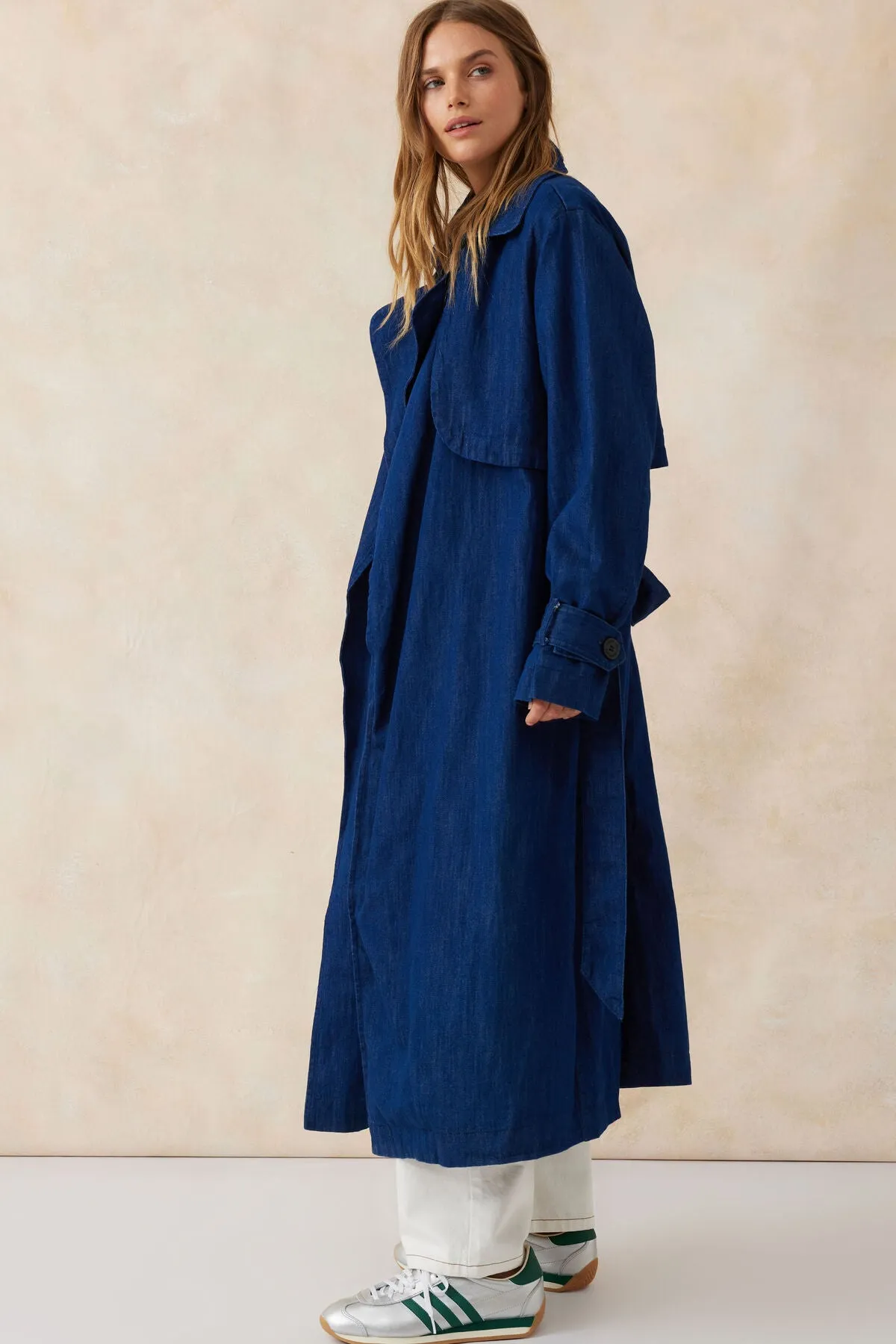 Ceres Life Lightweight Denim Trench Dark Indigo