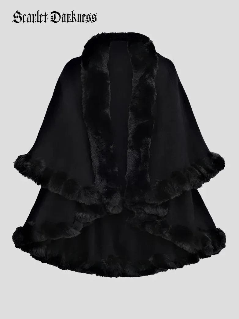 Christmas Limited Edition Double-layer Fur Collar Cape