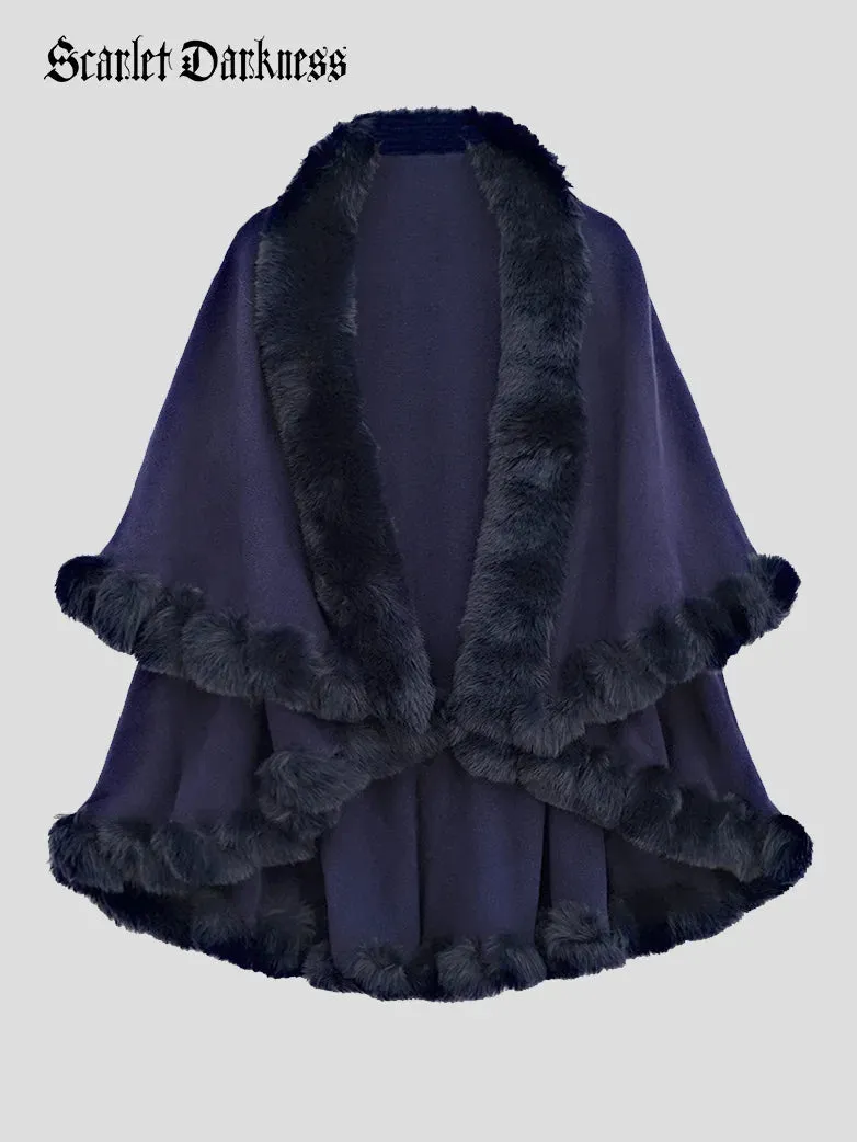 Christmas Limited Edition Double-layer Fur Collar Cape