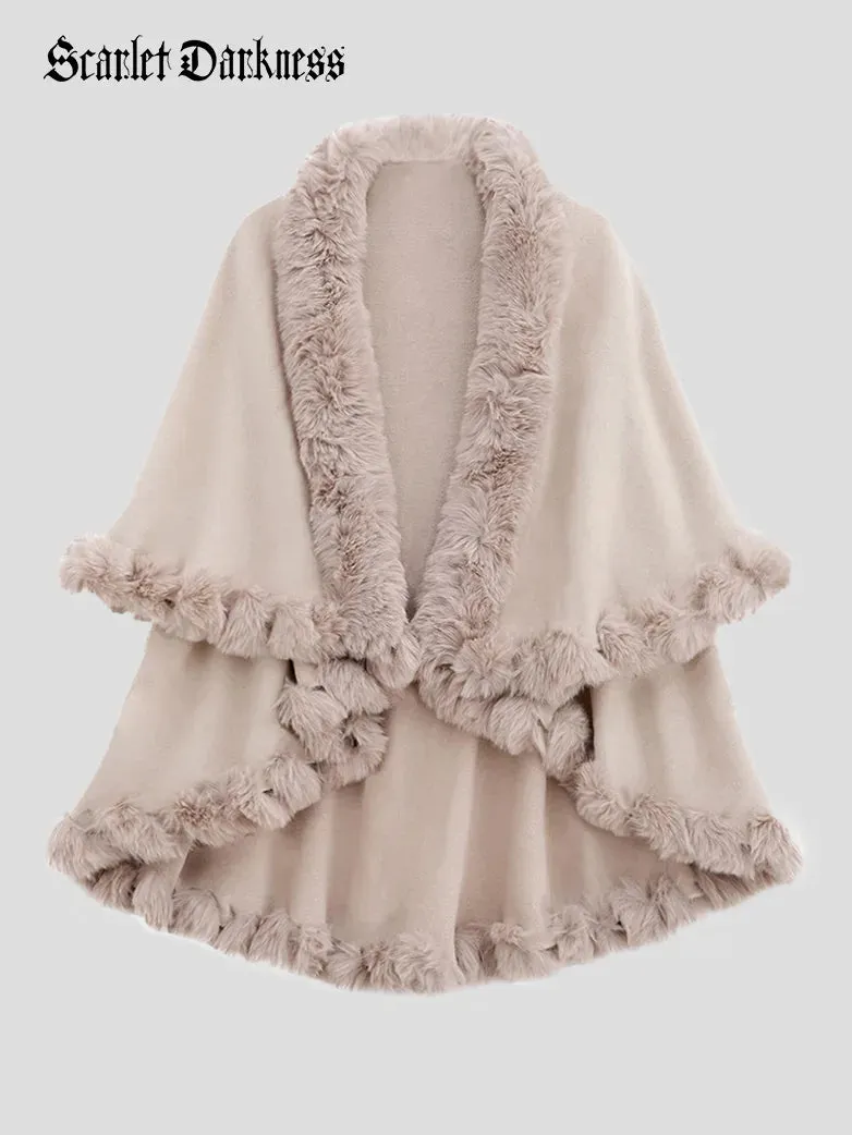 Christmas Limited Edition Double-layer Fur Collar Cape