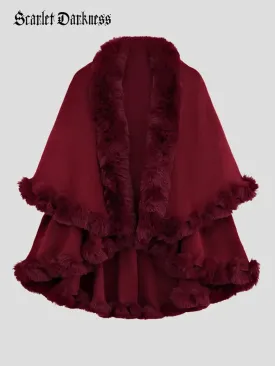 Christmas Limited Edition Double-layer Fur Collar Cape