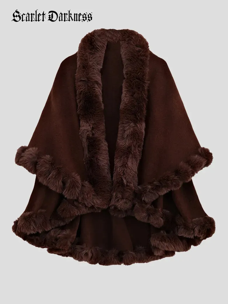 Christmas Limited Edition Double-layer Fur Collar Cape