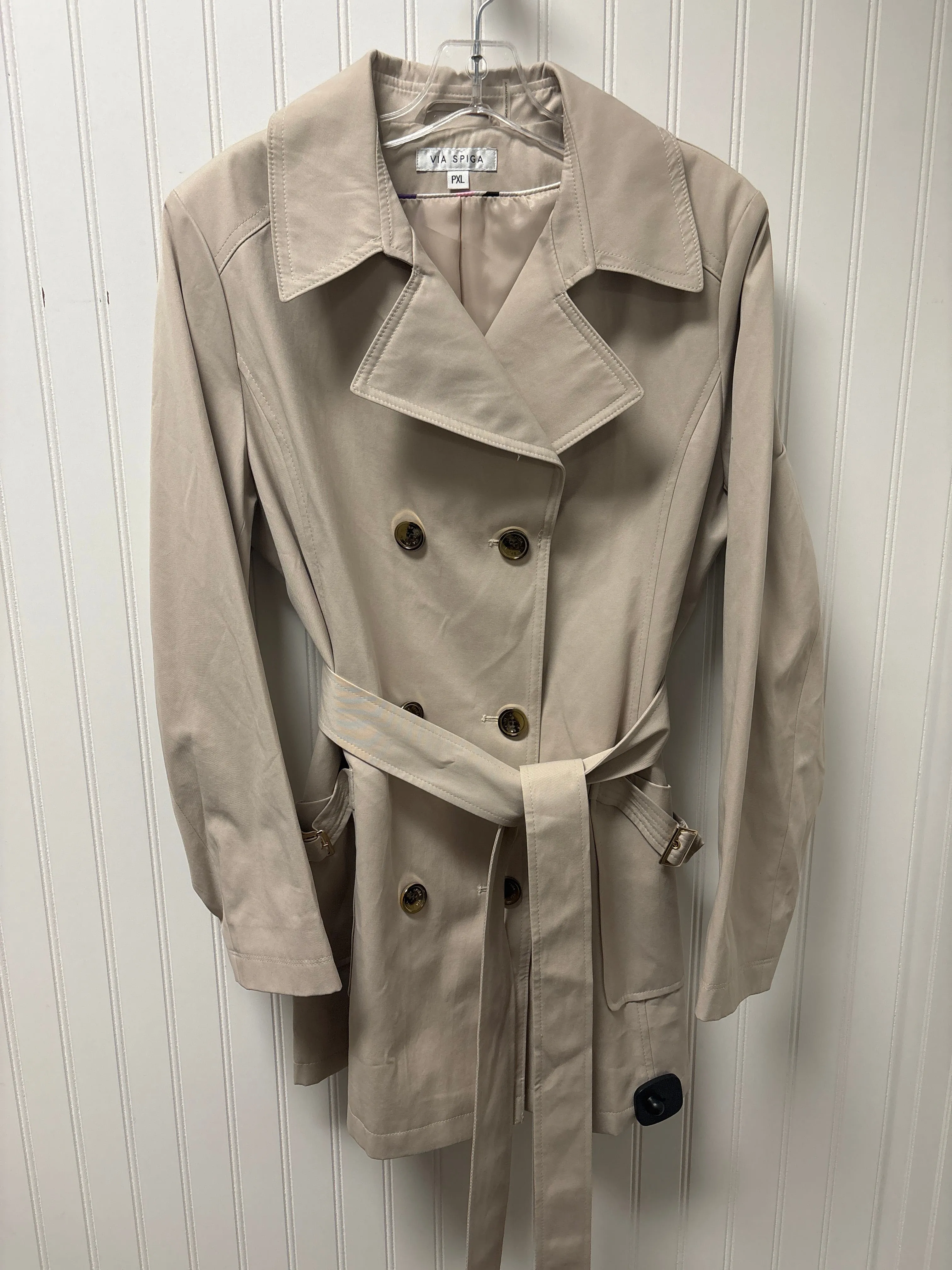 Coat Trench Coat By Via Spiga In Beige, Size: Xlp