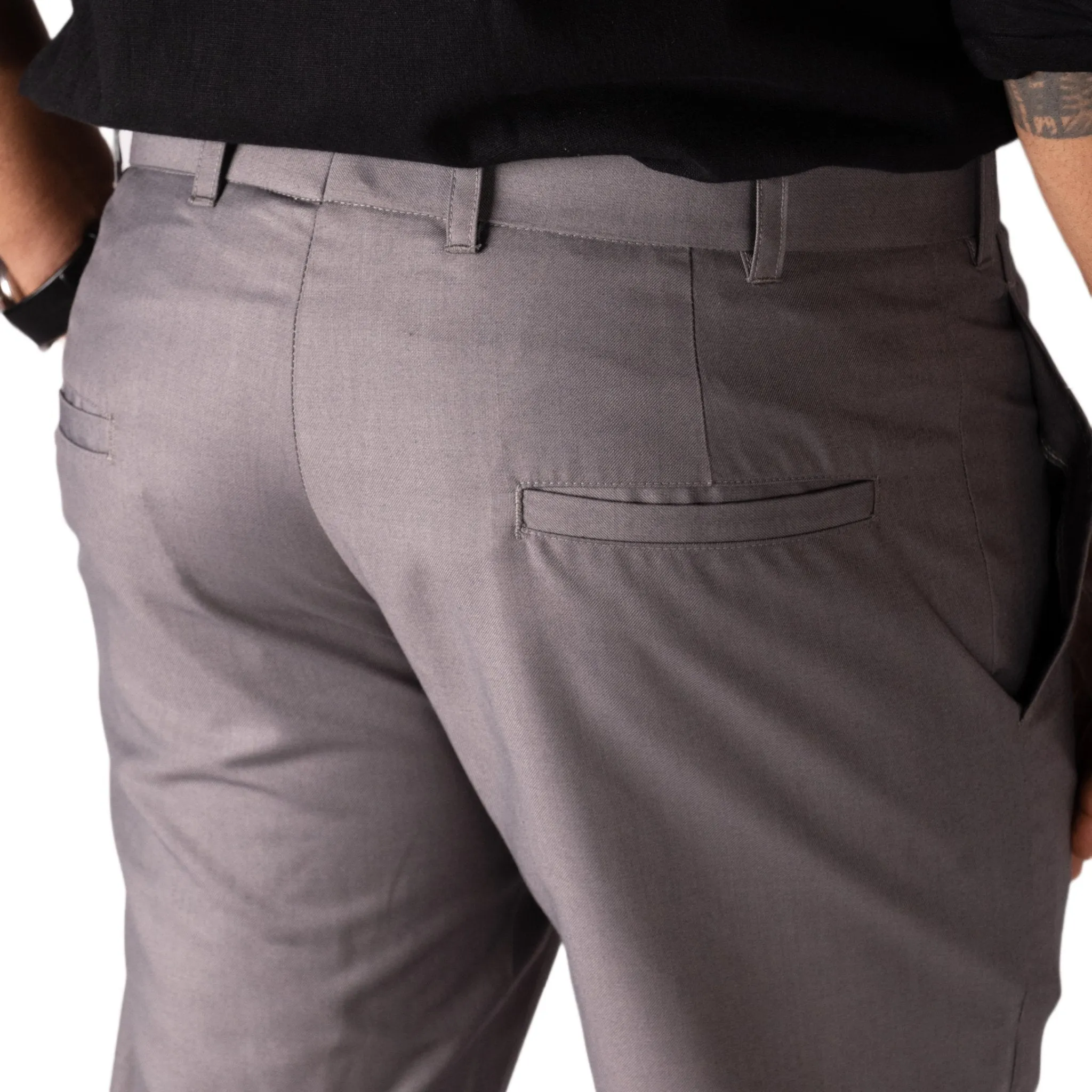 Dark Grey color blend cotton pant for men