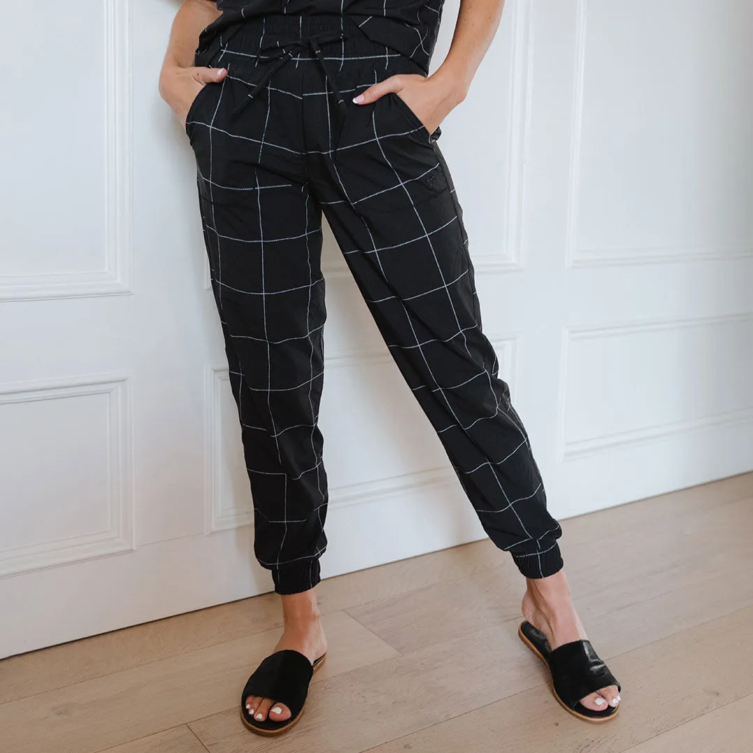 Destination Joggers, Black Windowpane