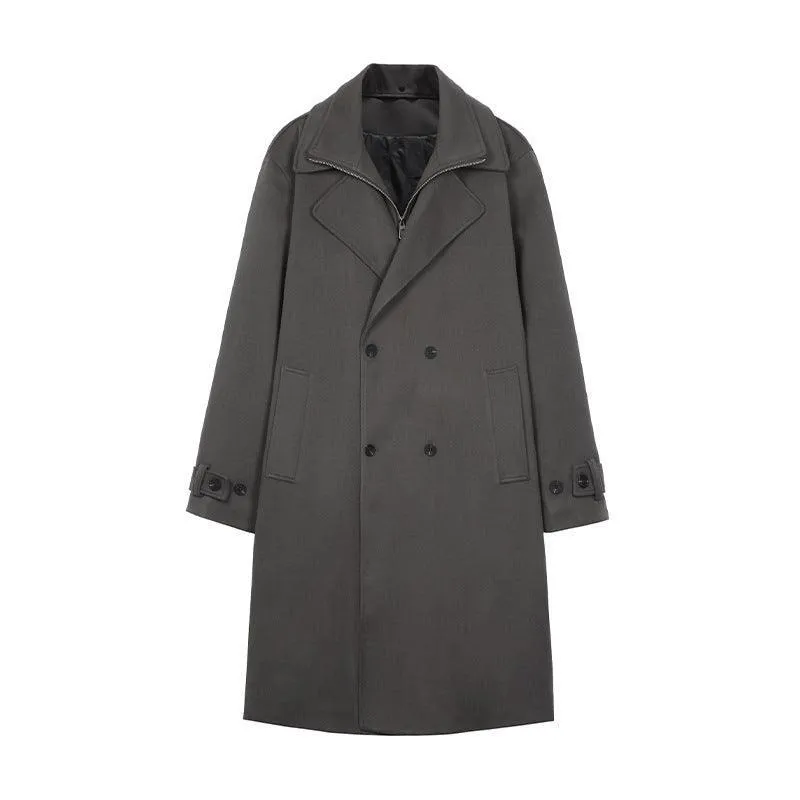 Double Breasted Men's Over the Knee Trench Coat – High Grade Elegance