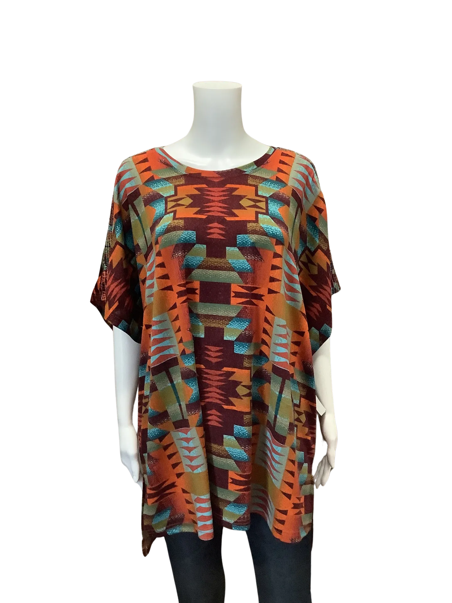 Double D Ranch Women's Tunic Top Blanket Print Short Sleeve Size: XL