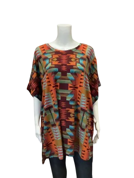 Double D Ranch Women's Tunic Top Blanket Print Short Sleeve Size: XL