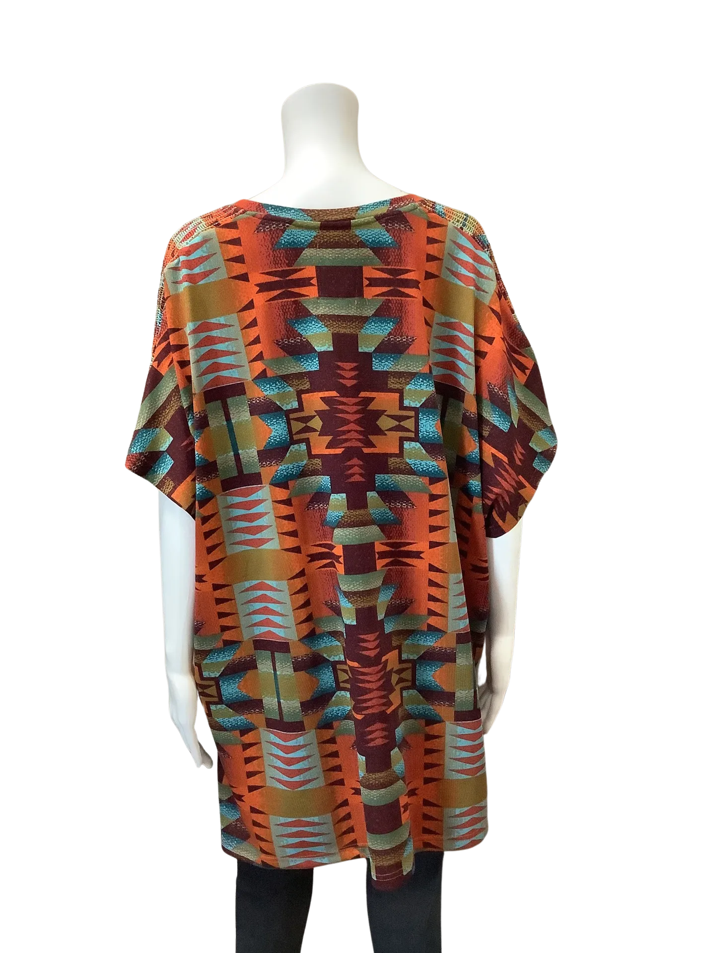 Double D Ranch Women's Tunic Top Blanket Print Short Sleeve Size: XL