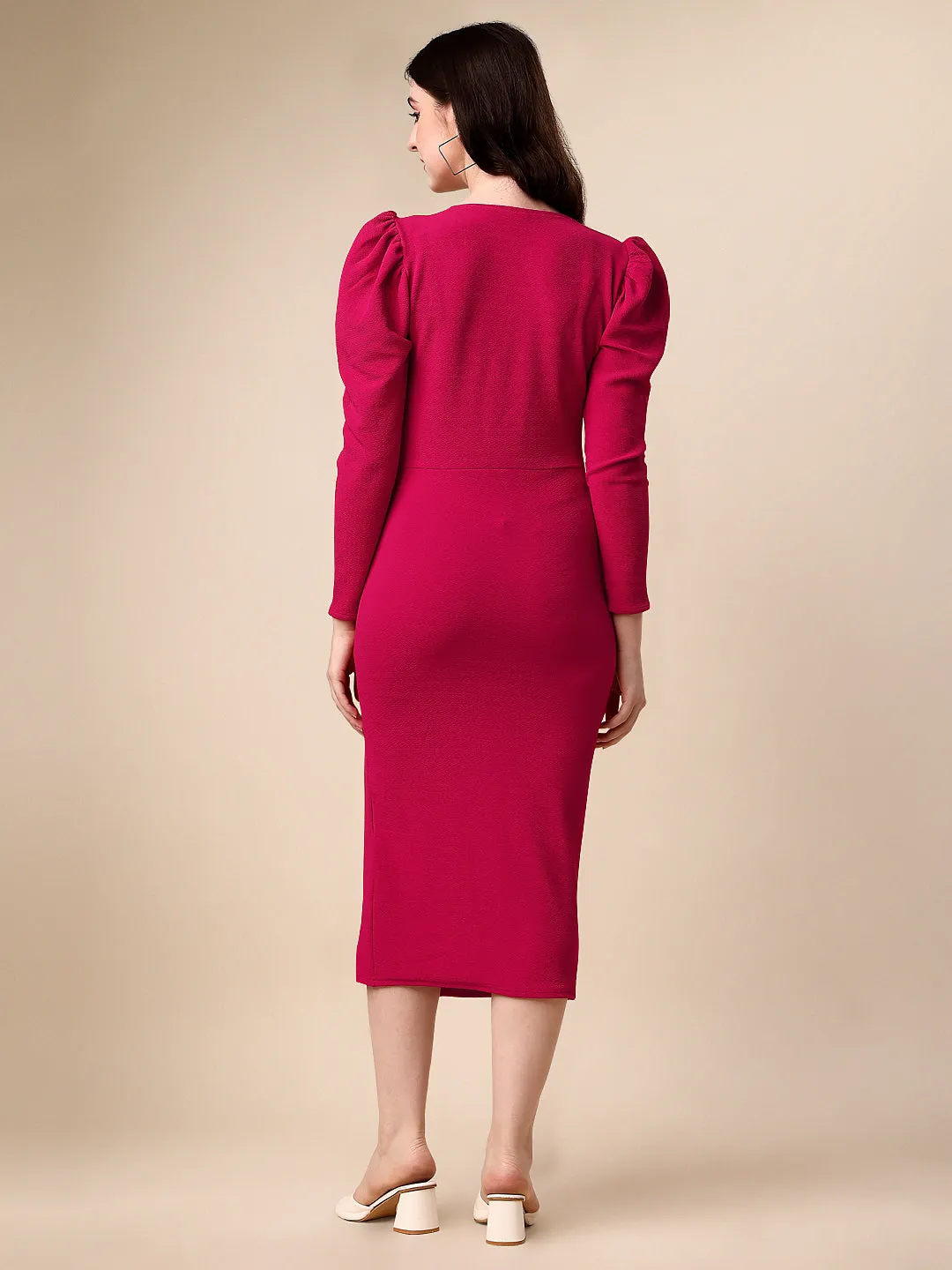 Elegant Solid bodycon Sweetheart neck Midi Dress