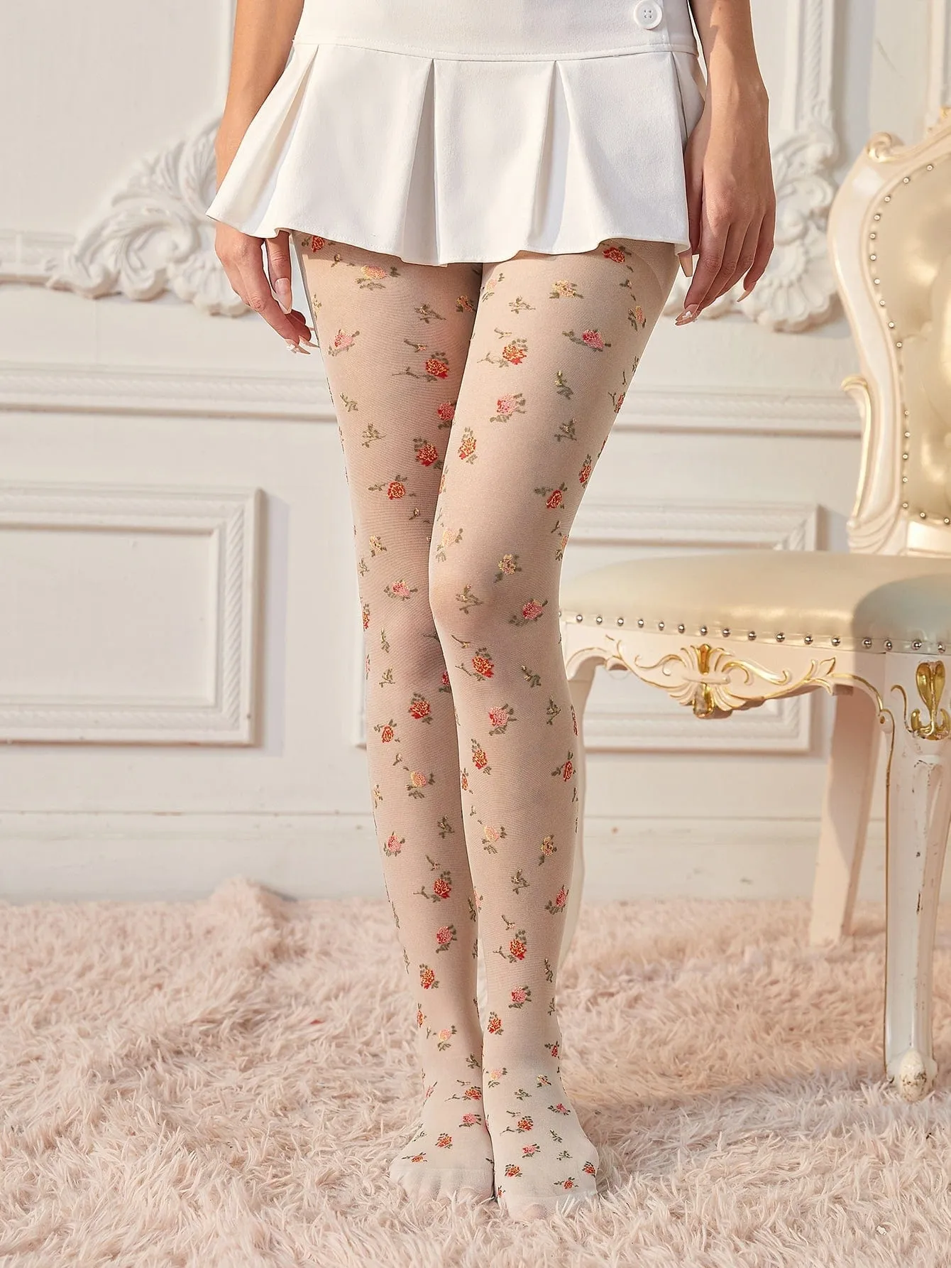 Floral Pattern Tights