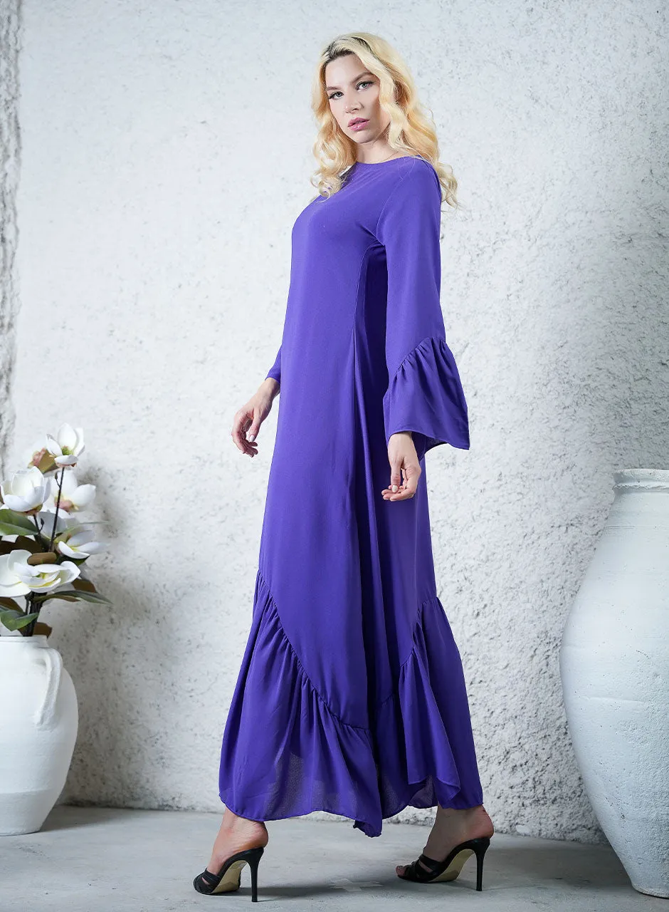 Graceful Purple Maxi Dress - Elegant Waves