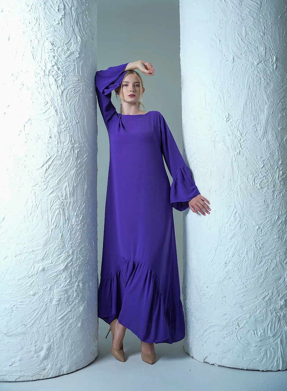 Graceful Purple Maxi Dress - Elegant Waves