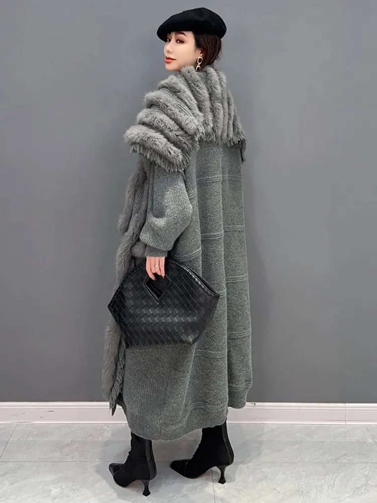 HEYFANCYSTYLE Plush Elegance Knitted Long Coat