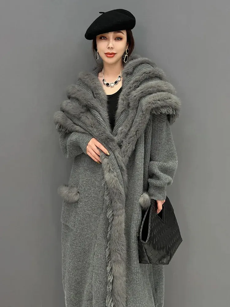 HEYFANCYSTYLE Plush Elegance Knitted Long Coat