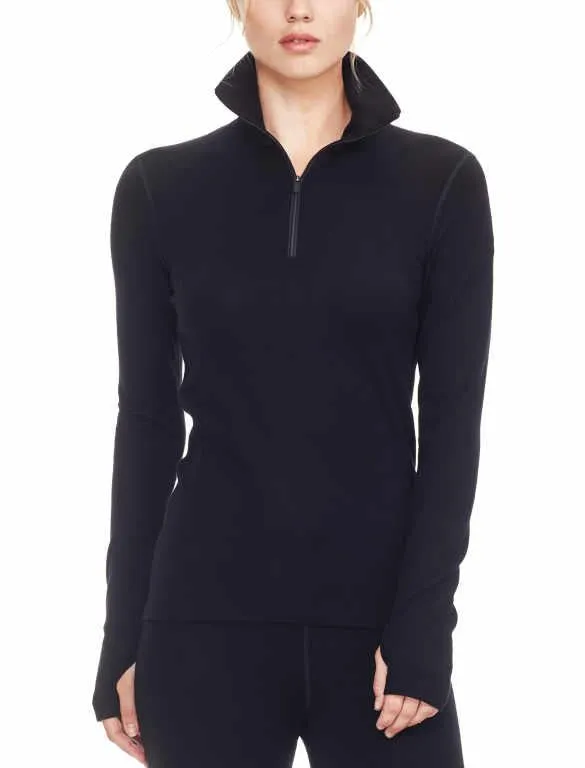 icebreaker Merino Base Layer Women's 260 Tech Top Long Sleeve Half Zip - BLACK