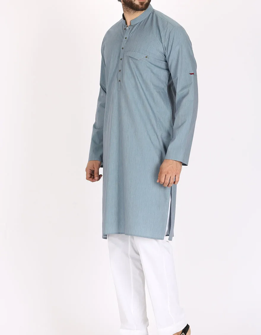 Light Blue Cotton Kurta - AL-K-768