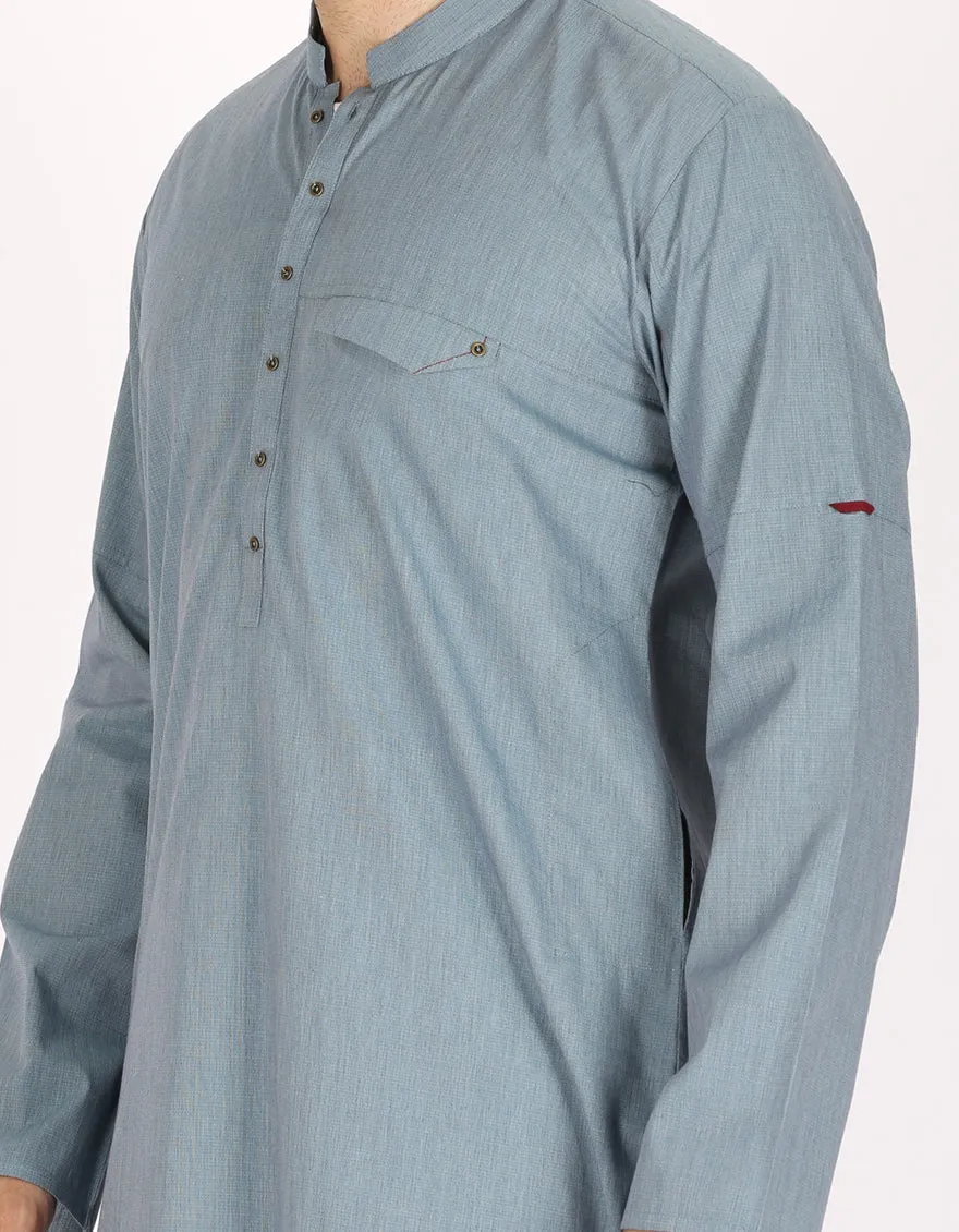 Light Blue Cotton Kurta - AL-K-768