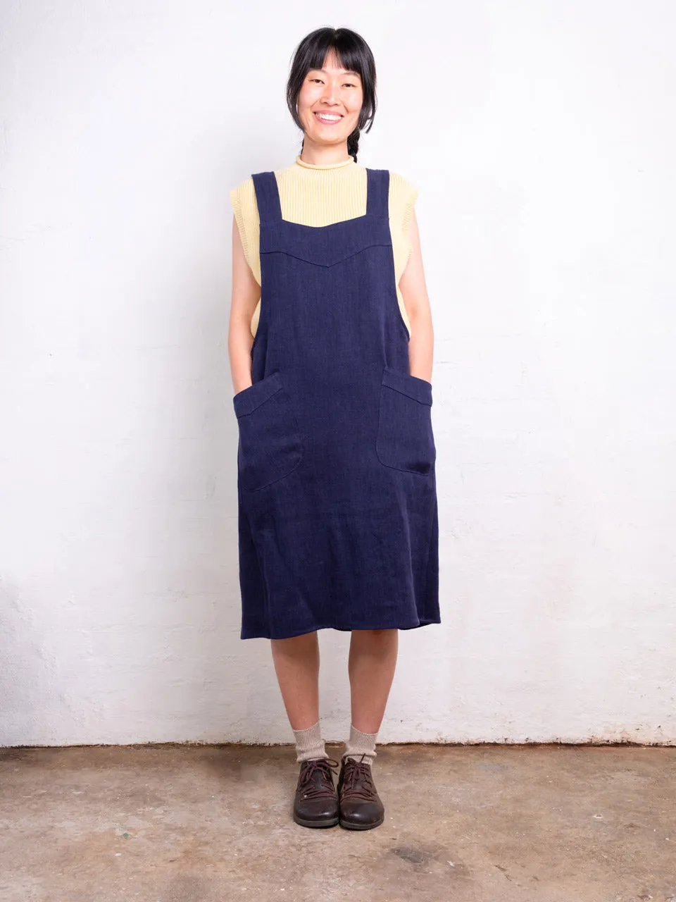 Mamiko Apron Dress - 100% Hemp - Indigo Denim (Women S-XL)