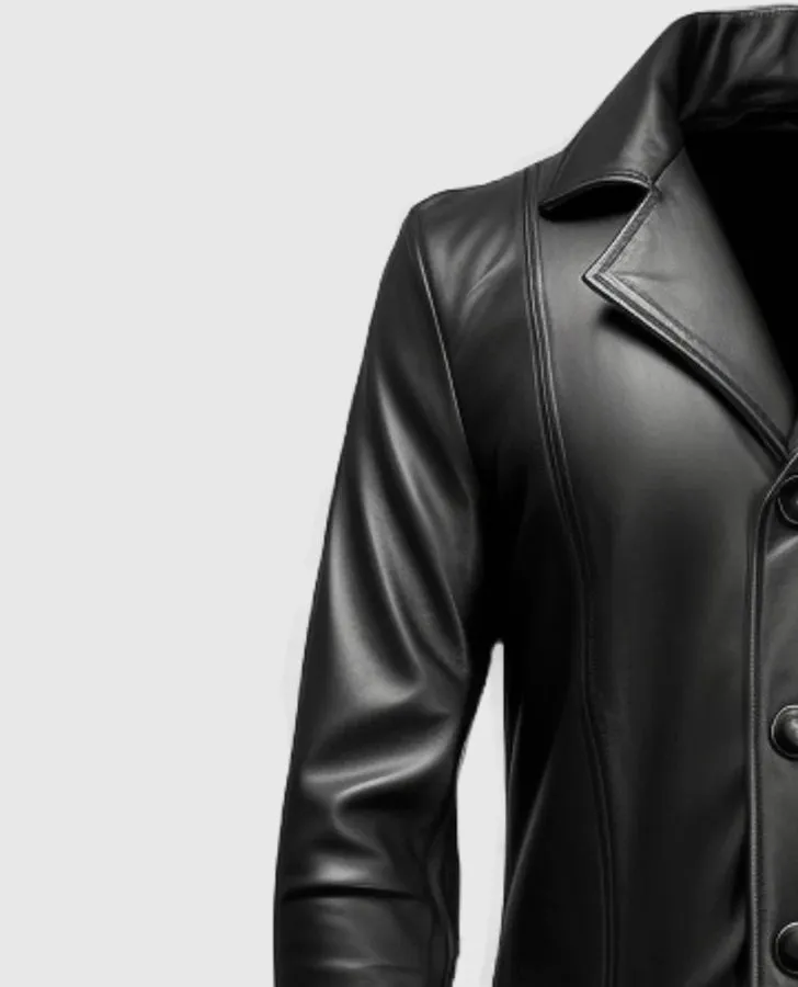 Men's Black Leather Coat