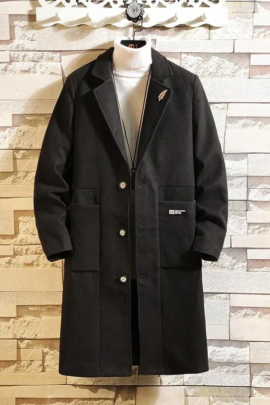 Men's woolen trench coat