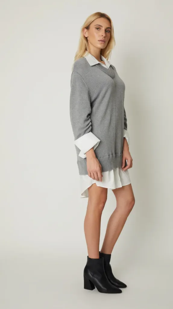 Nicholas Sweater Dress w/White Shirt