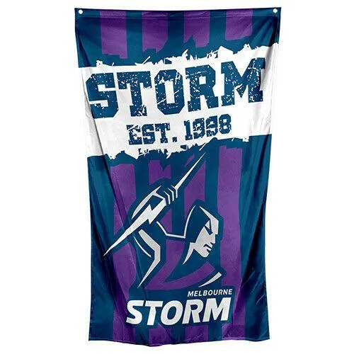 NRL Wall Flag Cape - Melbourne Storm - 150cm x 90cm - Steel Eyelets