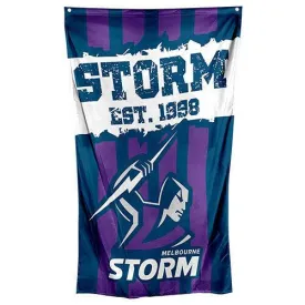 NRL Wall Flag Cape - Melbourne Storm - 150cm x 90cm - Steel Eyelets