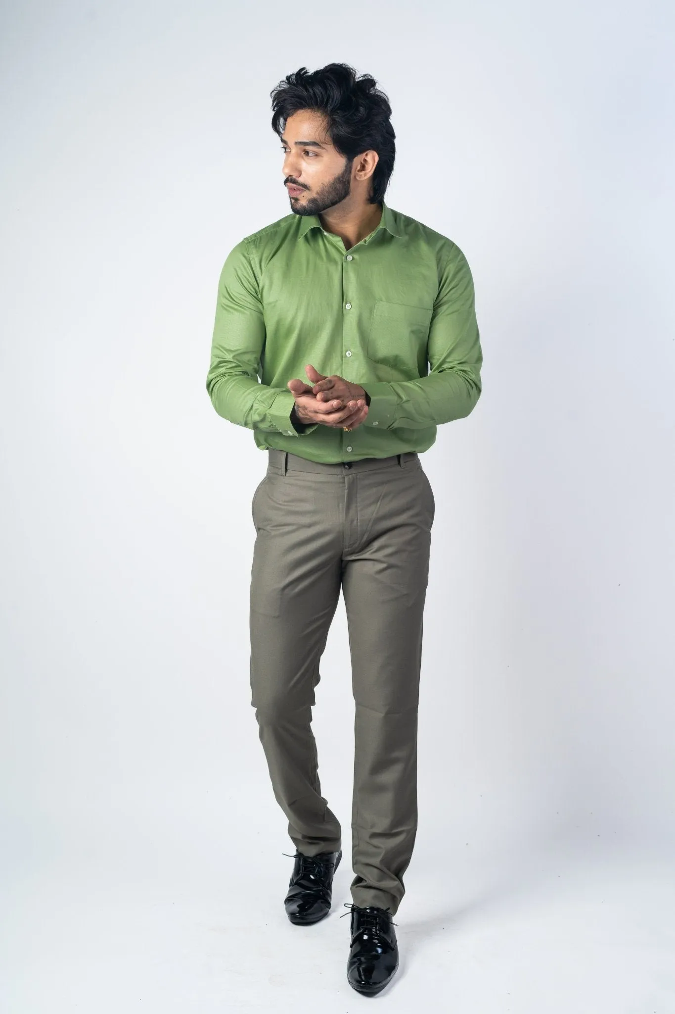 Olive Green Color Blend Cotton Pant For Men