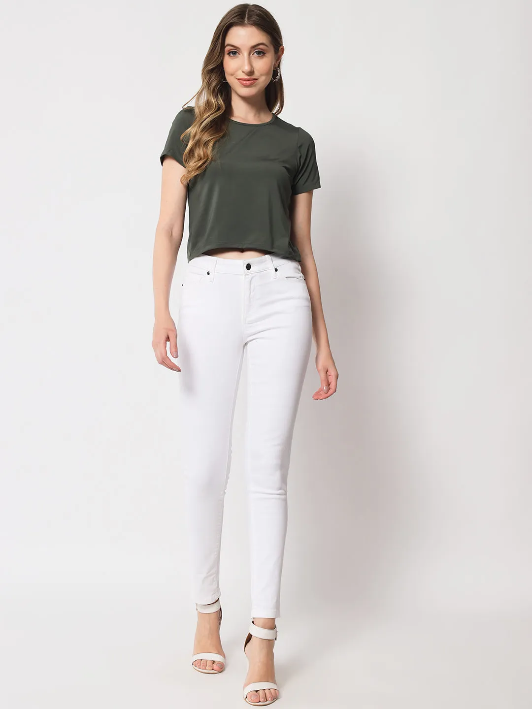 Olive Solid Crop Top