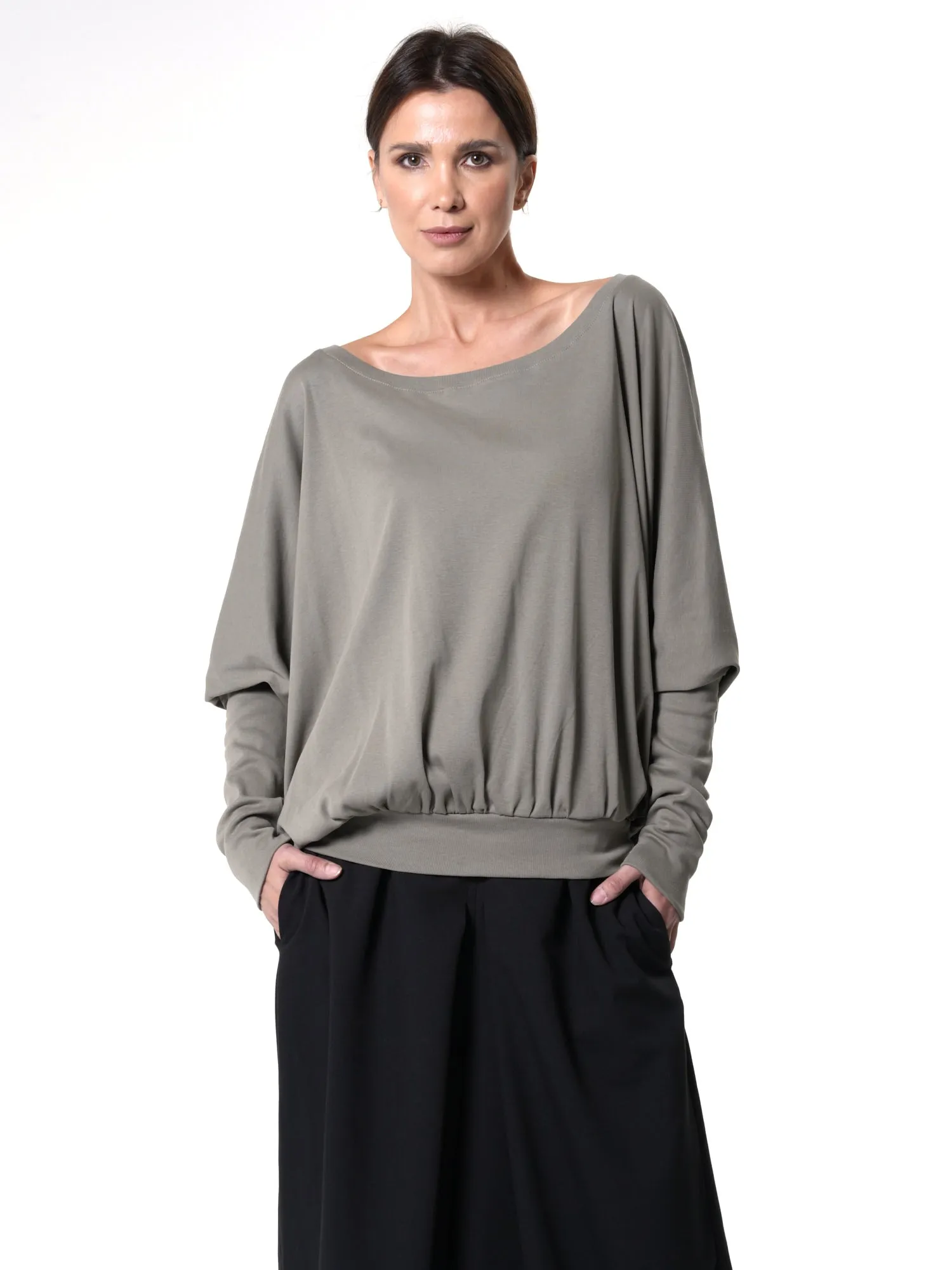 Oversize Black Top With Fitted Sleeves