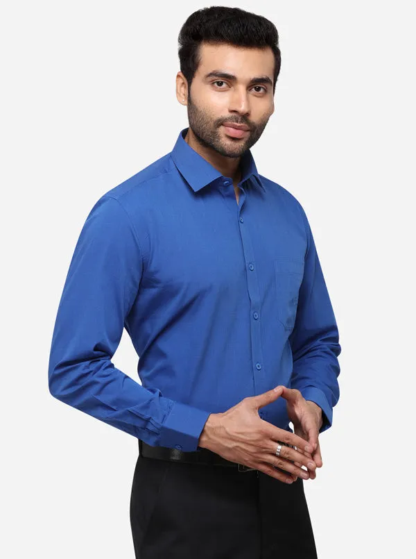 Persian Blue Solid Smart Fit Formal Shirt | JadeBlue