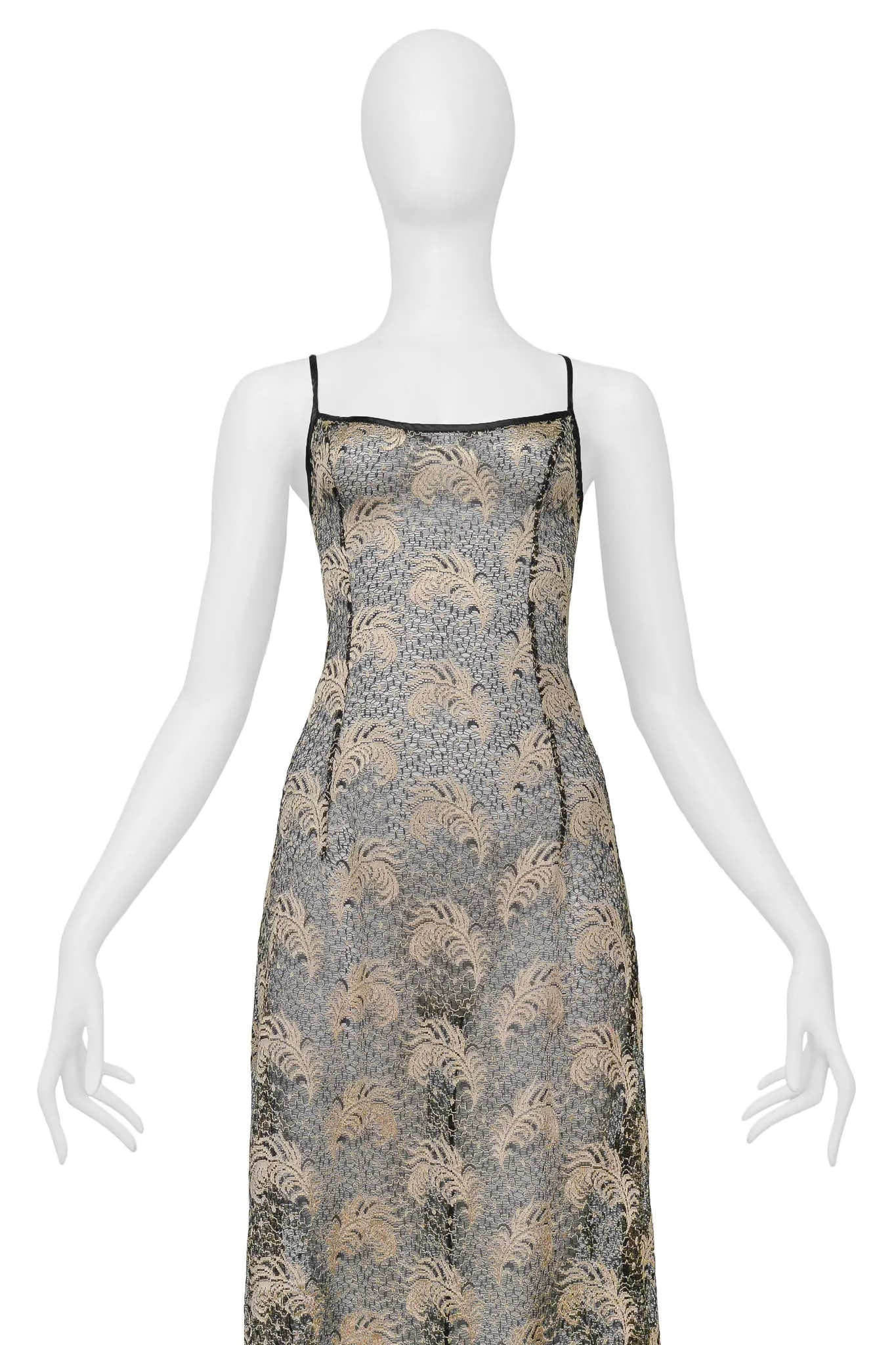 PLEIN SUD BLACK & GOLD LACE SLIP DRESS